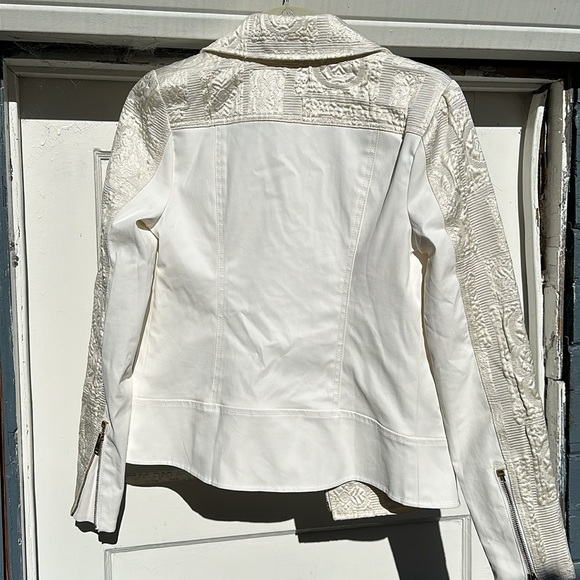 7 For All Mankind Malhia Kent white moto style jacket  size S Made in USA - Picture 5 of 7